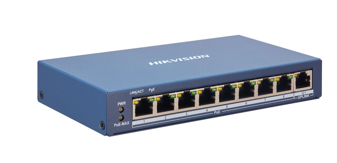 20000768 Hikvision Switch 9-ports, 8x PoE, fonction extend