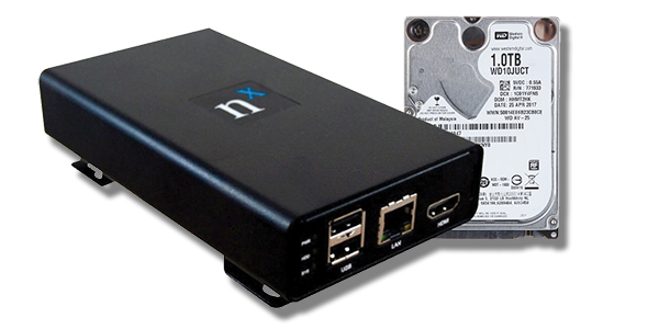 2003010 Nx1 Micro NVR 4-kanaals kit: 4-kanaals micro NVR inclusief 4 licenties + 1x 2.5" 1TB HDD
