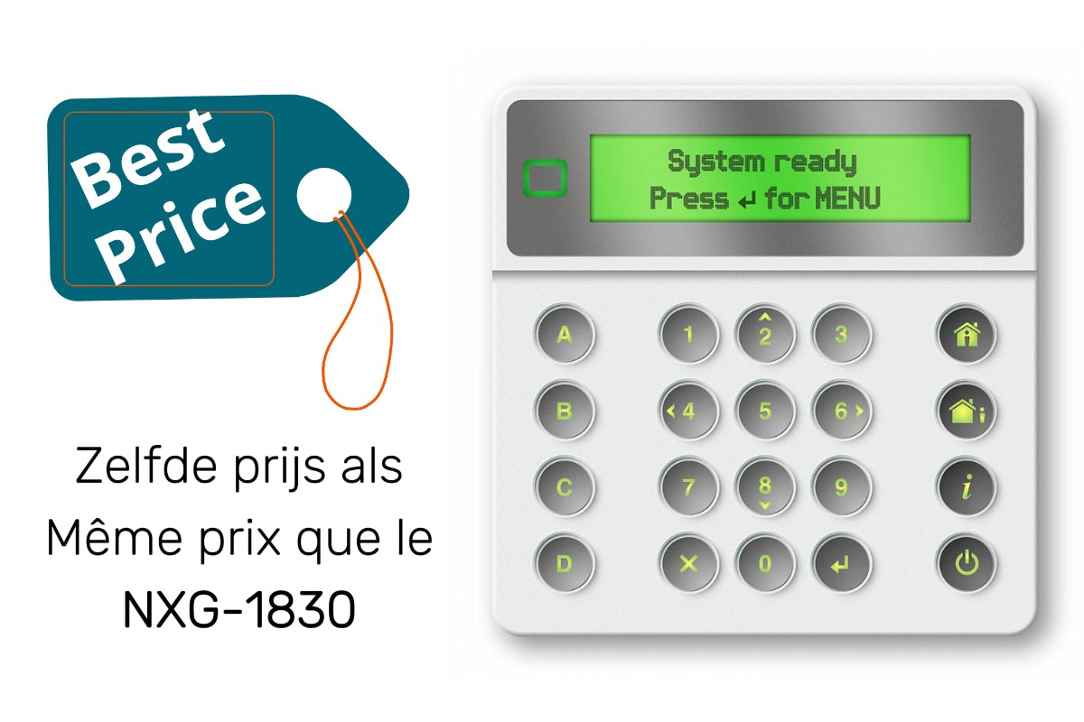 10000112 LCD keypad voor NXG centrales, wit, met Mifare lezer