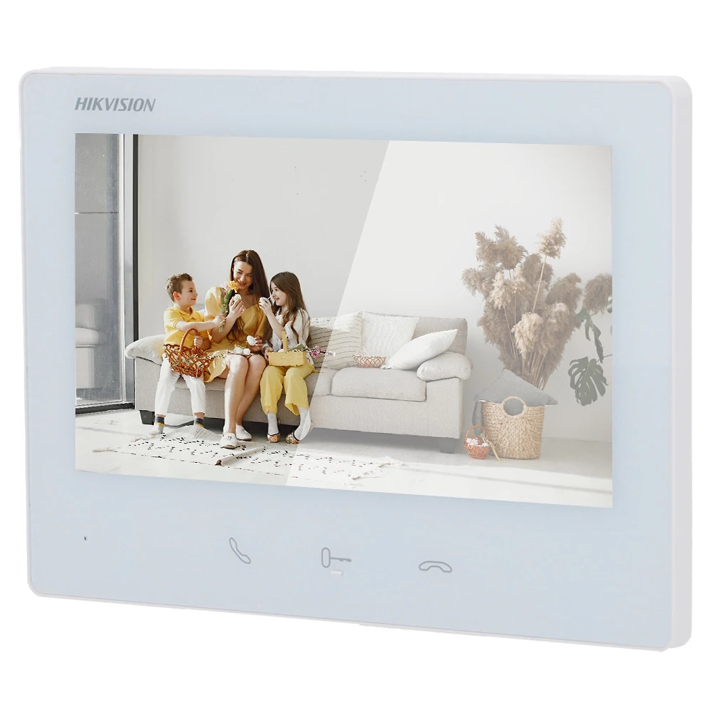 20001384 Hikvision Station intérieure à écran tactile HD 2 fils 7", WiFi, blanc (Hik-Pro app support)