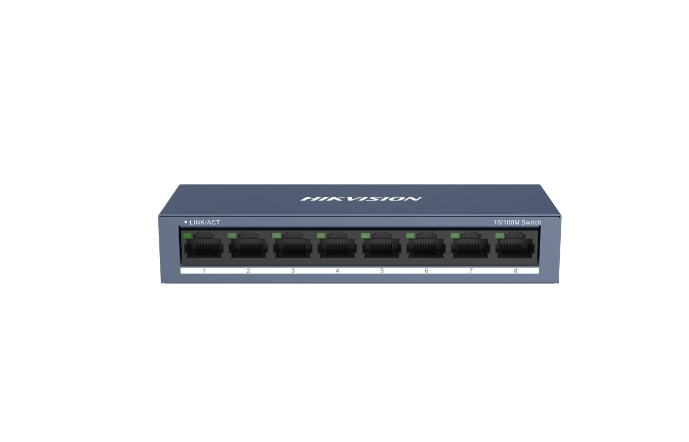 20001523 Hikvision 8-poorts Fast Ethernet Switch, metalen behuizing