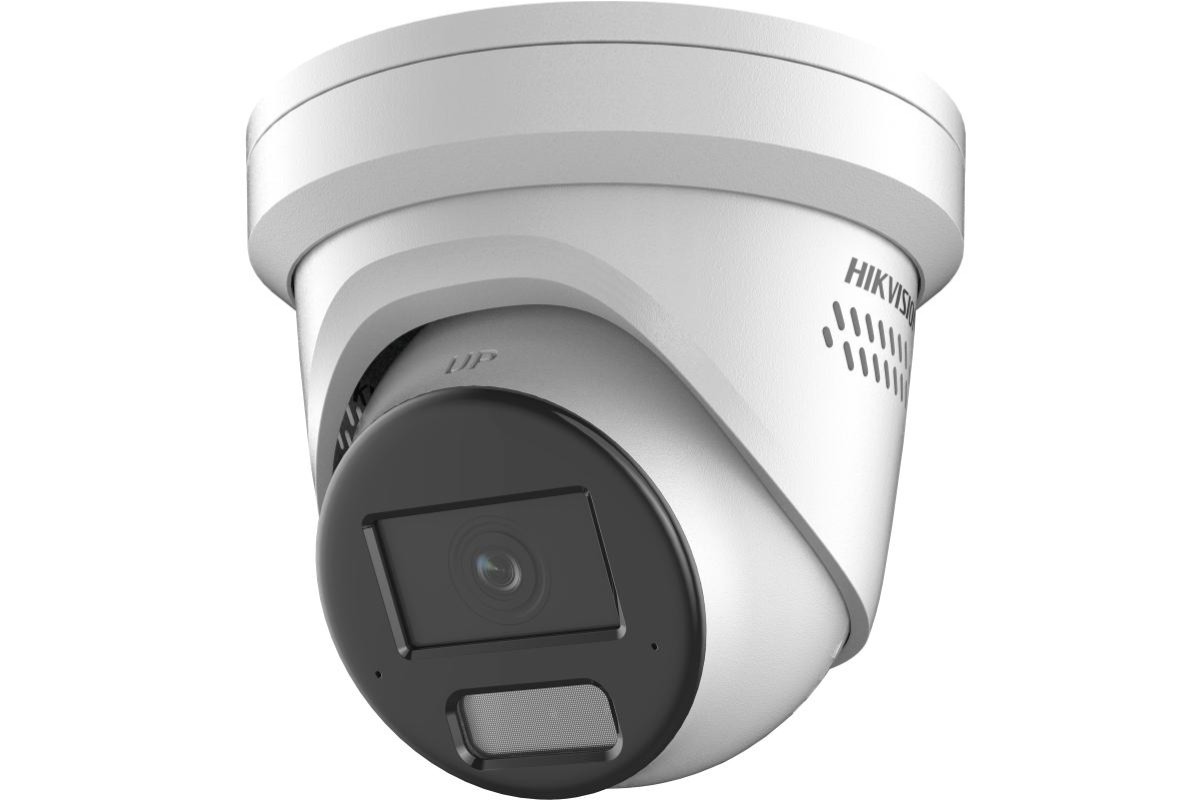 20001583 Hikvision 4MP AcuSense Lumière stroboscopique et sirène Caméra IP à turret fixe, microphone, 2,8 mm