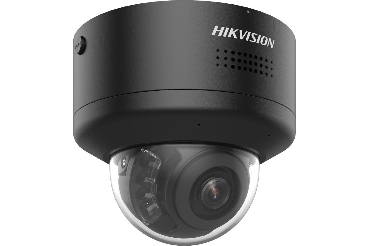 20001592 Caméra réseau à dôme varifocale IR Hikvision 4 MP AcuSense PTRZ, lumière stroboscopique et sirène, microphone, 2,8-12 mm, noir