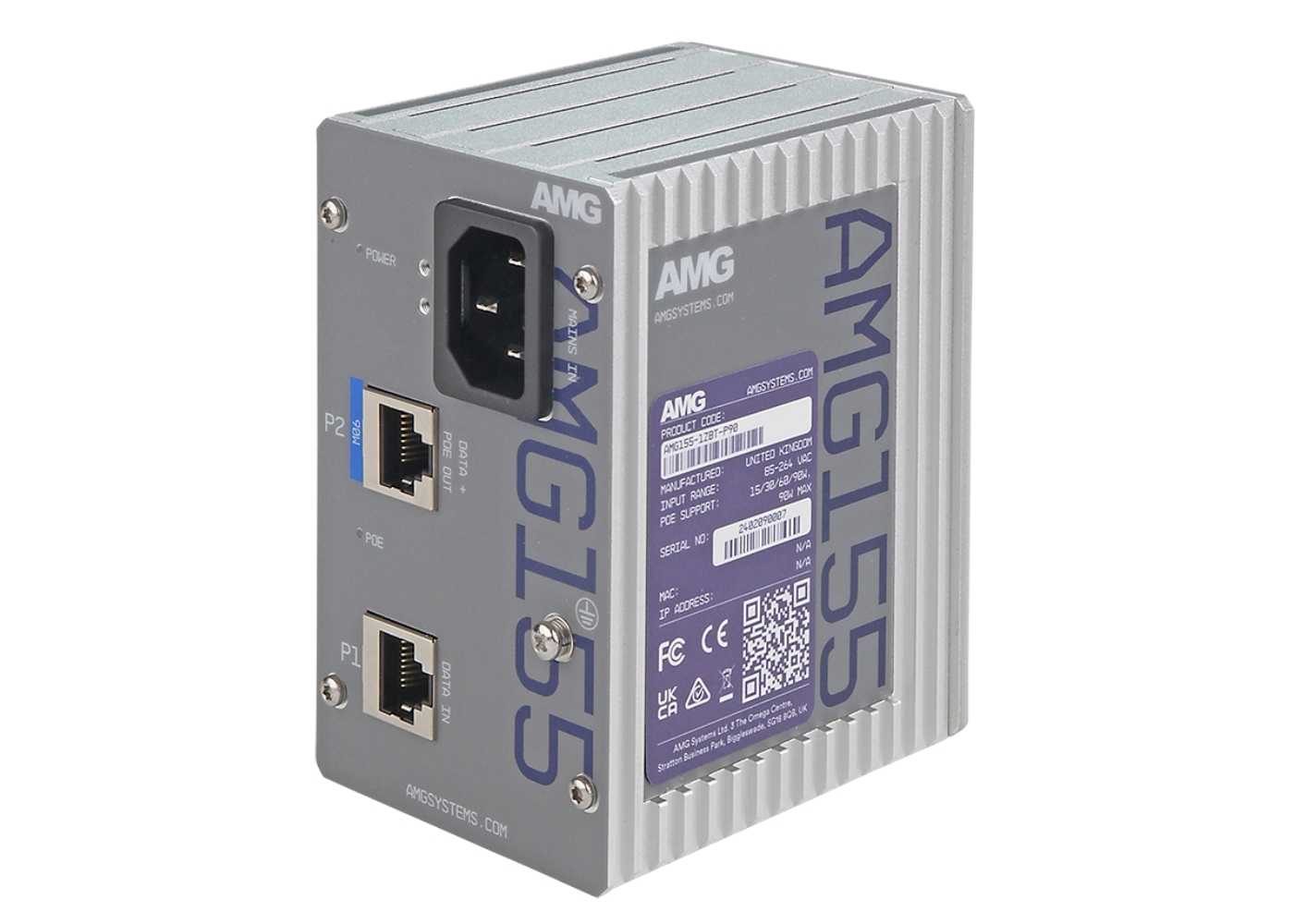 20065357 Industriële 1-poorts PoE-injector, 90W PoE, AC-DC