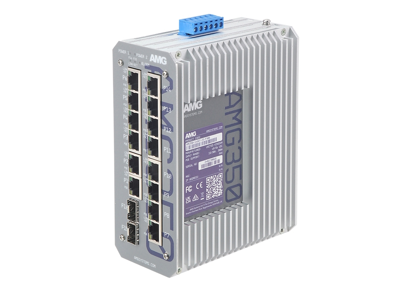 20065382 Industriële 16-poorts PoE-switch, 300W PoE