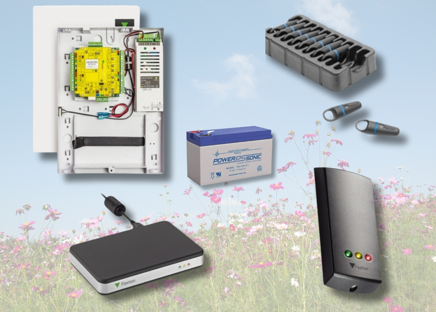 40040168.PROMO Net2 - Systeem starter kit, Net2 Plus (1 deur) + PowerSonic 12 V 7 Ah accu