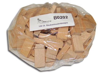 60434 Beukenhouten blokjes (100 stuks) T.b.v. brandproeven